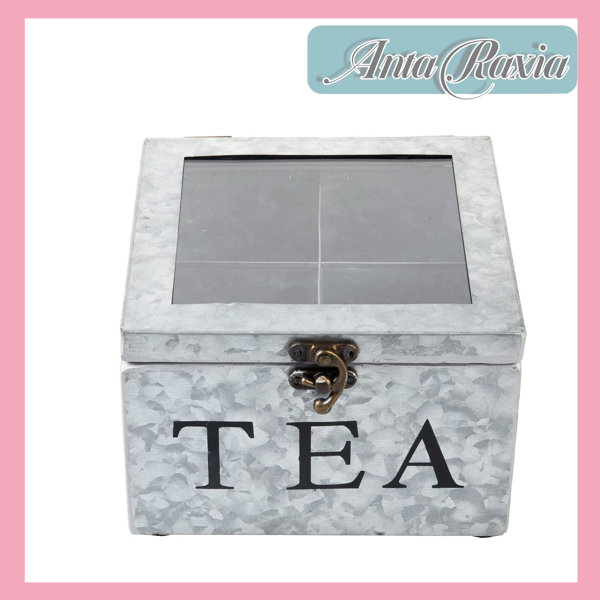 Anta Raxia Galvanized Metal Tea Bag Holder Organizer Box Wayfair Canada